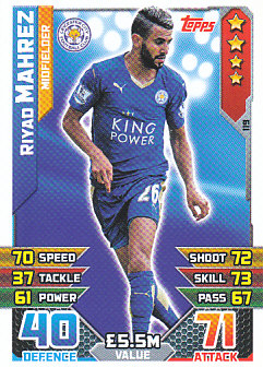 Riyad Mahrez Leicester City 2015/16 Topps Match Attax #119